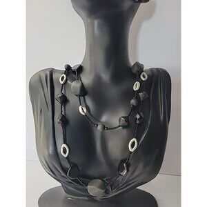 Vintage WHBM White House Black Market Necklace Beaded Multi Strand Silver Tone